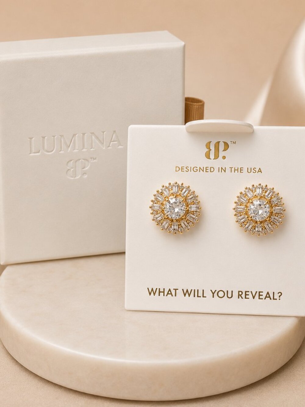 Bomb Party LUMINA "Glossed By Moonlight" Diamond CZ on Gold $130 MSRP